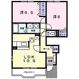 ベル・ウィローB 2LDKの間取図画像