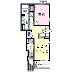 グランドソレイユ 1階1LDKの間取り