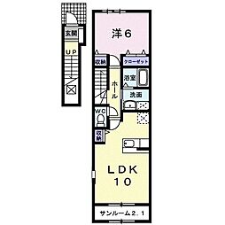 ラ・メゾン・エトワール2番館 1LDKの間取図画像