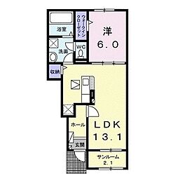 カーサ　ルーナ 1階1LDKの間取り