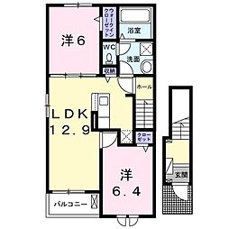 リヴァブル2 2LDKの間取図画像