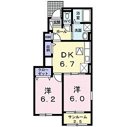 グローリー戸島3 2DKの間取図画像