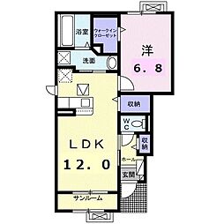 ララ・セゾン 1LDKの間取図画像