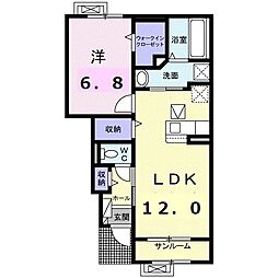 ララ・セゾン 1階1LDKの間取り