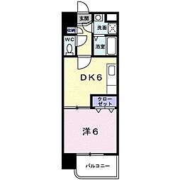 パームヒルズ 1DKの間取図画像
