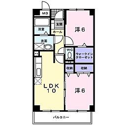 クレールコート 2LDKの間取図画像