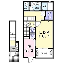 クレスト3 1LDKの間取図画像