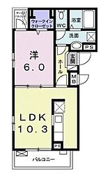 カーサココアヴェニュー 1LDKの間取図画像