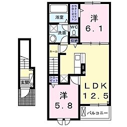 サンスベリア 2LDKの間取図画像