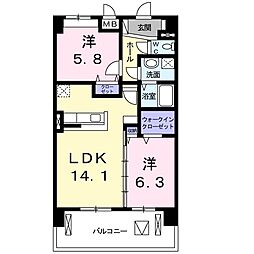 深志M・Oマンション 2LDKの間取図画像