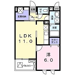 メゾンユタカ2 1LDKの間取図画像