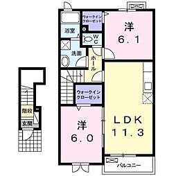エレガンシア 2LDKの間取図画像