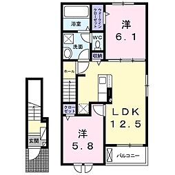 グラースメゾン2 2LDKの間取図画像