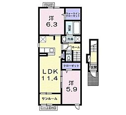 ガーデン・アイリス 2LDKの間取図画像