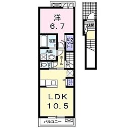 アンビエンス 2階1LDKの間取り