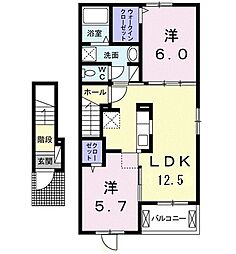 ベアトリーチェB 2LDKの間取図画像