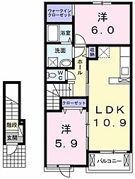 オルゴール3 2LDKの間取図画像