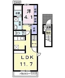 エイト　フローラ 2階1LDKの間取り