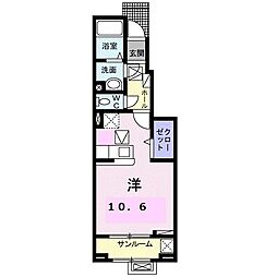 ブライト　スクエアI 1階ワンルームの間取り