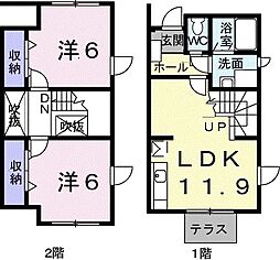 田原ヒルズA 2LDKの間取図画像
