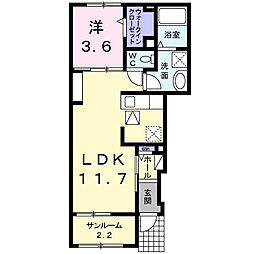 ラフレ・アンジュール 1LDKの間取図画像