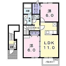 モダンK3 2LDKの間取図画像
