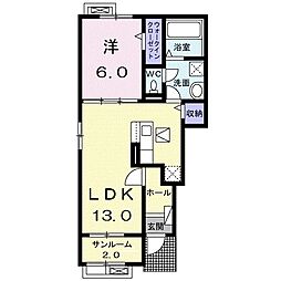 アンカーC 1LDKの間取図画像