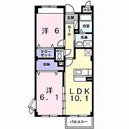 サニースクエア 2LDKの間取図画像