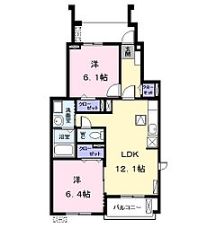 セントグレイス 2LDKの間取図画像