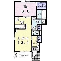 ナラティヴウエスト 1LDKの間取図画像