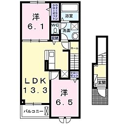 メゾン・ド・シャルム4 2LDKの間取図画像