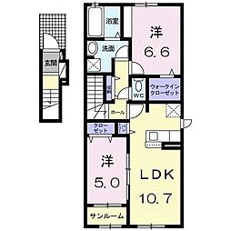 ウォーム・ガーデンA 2LDKの間取図画像