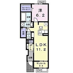 フェリオ 1階1LDKの間取り