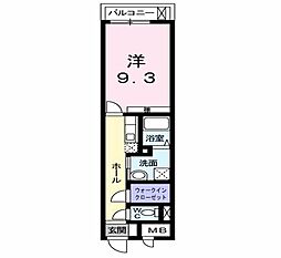 オータムアベニュー 1Kの間取図画像