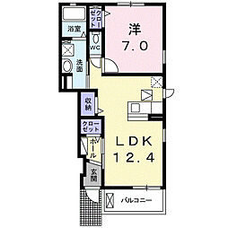 エバーグリーン 1LDKの間取図画像