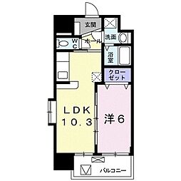 エミネンス駅南 2階1LDKの間取り