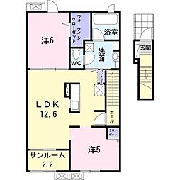 メゾンベレットA 2LDKの間取図画像