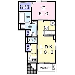 サンシャイン西寺Ｃ 1階1LDKの間取り