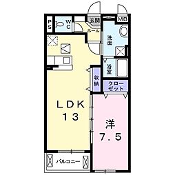 ル・シエル・ブルー1 1LDKの間取図画像