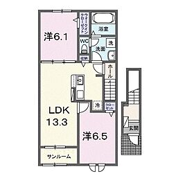 サニーヒルハウス2 2LDKの間取図画像