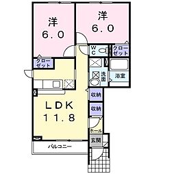 サンリットC 2LDKの間取図画像