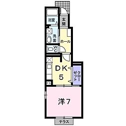 ヴァンクール 1DKの間取図画像