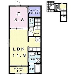 スリジェ　III 2階1LDKの間取り