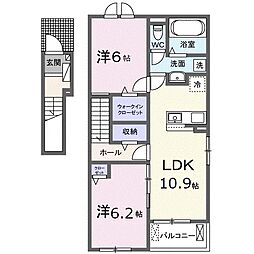 リュミエール 2LDKの間取図画像