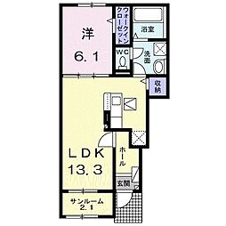 イタニティー富山 1LDKの間取図画像
