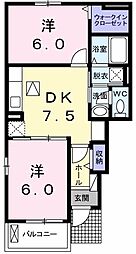 オルゴール3 2DKの間取図画像