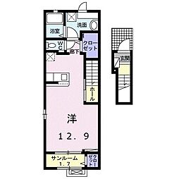 レジデンス宝町 ワンルームの間取図画像