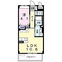 ウエルカム 2階1LDKの間取り