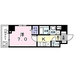 Ｌｉｎｏ　ａｓａｋｕｓａ 2階1Kの間取り