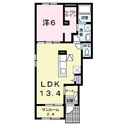 ローズパーク曙 1LDKの間取図画像